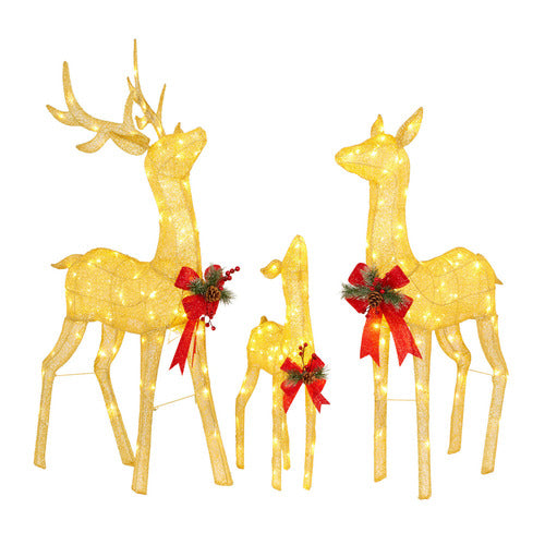 3 Piece Gold Standing Reindeer Christmas Set