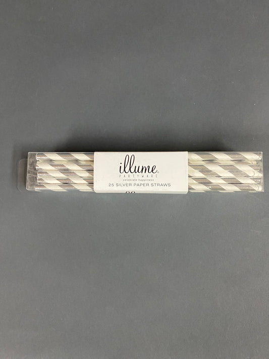 Illume silver paper straws